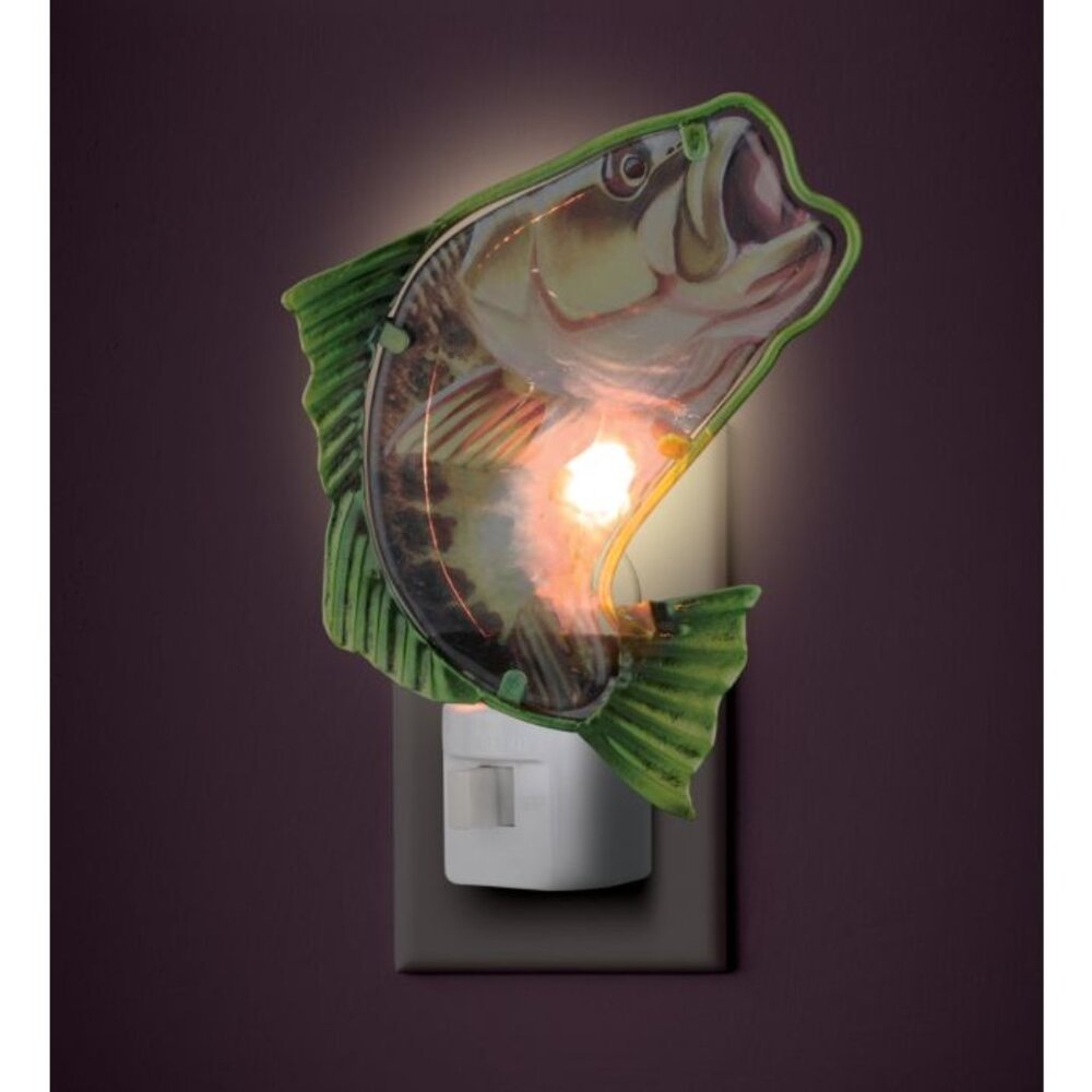 Colorful Glass and Metal SEA BASS Fish Night Light